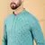 Men's turquoise blue viscose rayon solid embroidered straight chikankari kurta
