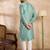 Men green polyester solid embroidered straight kurta sets