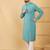Men's turquoise blue viscose rayon solid embroidered straight chikankari kurta