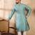 Men green polyester solid embroidered straight kurta sets