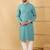Men's turquoise blue viscose rayon solid embroidered straight chikankari kurta