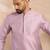 Men lavender polyester solid embroidered straight kurta sets