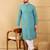 Men's turquoise blue viscose rayon solid embroidered straight chikankari kurta