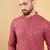 Men's red viscose rayon solid embroidered straight chikankari kurta