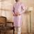 Men lavender polyester solid embroidered straight kurta sets
