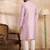 Men lavender polyester solid embroidered straight kurta sets