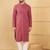 Men's red viscose rayon solid embroidered straight chikankari kurta