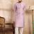 Men lavender polyester solid embroidered straight kurta sets