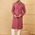Men's red viscose rayon solid embroidered straight chikankari kurta