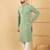 Men's green viscose rayon solid embroidered straight chikankari kurta