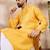 Men yellow silk blend solid embroidered straight kurta with trouser