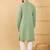 Men's green viscose rayon solid embroidered straight chikankari kurta