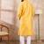 Men yellow silk blend solid embroidered straight kurta with trouser