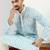 Men white viscose rayon striped printed straight kurta