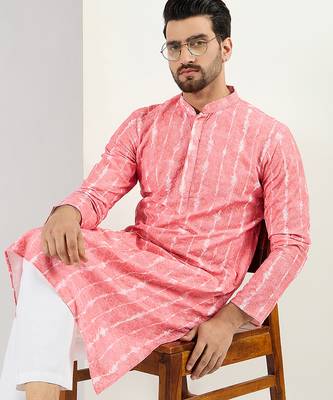 Men peach viscose rayon abstract embroidered chikankari straight kurta 1