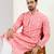 Men peach viscose rayon abstract embroidered chikankari straight kurta