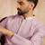 Men lavender polyester solid embroidered straight kurta sets