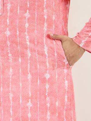 Men peach viscose rayon abstract embroidered chikankari straight kurta 5