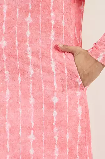 Men peach viscose rayon abstract embroidered chikankari straight kurta