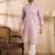 Men lavender polyester solid embroidered straight kurta sets