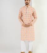 Men yellow viscose rayon abstract embroidered chikankari straight kurta