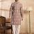 Men beige silk blend solid embroidered straight kurta sets
