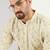 Men cream viscose rayon striped embroidered chikankari straight kurta