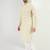 Men cream viscose rayon striped embroidered chikankari straight kurta