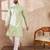 Men green silk blend solid embroidered straight kurta with trouser