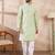 Men green silk blend solid embroidered straight kurta with trouser