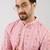 Men peach viscose rayon floral embroidered chikankari straight kurta