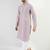 Men lavender viscose rayon solid embroidered chikankari straight kurta