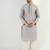 Men grey viscose rayon solid embroidered straight kurta