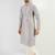 Men grey viscose rayon solid embroidered straight kurta