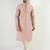 Men peach viscose rayon solid embroidered chikankari straight kurta