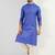 Men blue cotton solid woven design straight kurta