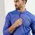 Men blue cotton solid woven design straight kurta