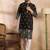 Men black silk blend solid embroidered straight kurta sets