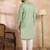Men green silk blend solid embroidered straight kurta sets