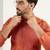 Men orange cotton solid woven design straight kurta