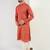 Men orange cotton solid woven design straight kurta