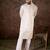 Men white silk blend floral embroidered straight kurta with trouser