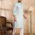 Men blue silk blend solid embroidered straight kurta sets