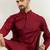 Men maroon cotton solid woven design straight kurta