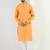 Men yellow cotton solid woven design straight kurta