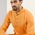 Men yellow cotton solid woven design straight kurta