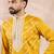 Men yellow silk blend ethnic motifs embroidered straight kurta with trouser