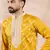 Men yellow silk blend ethnic motifs embroidered straight kurta with trouser