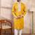 Men yellow silk blend ethnic motifs embroidered straight kurta with trouser