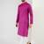 Men pink cotton solid woven design straight kurta